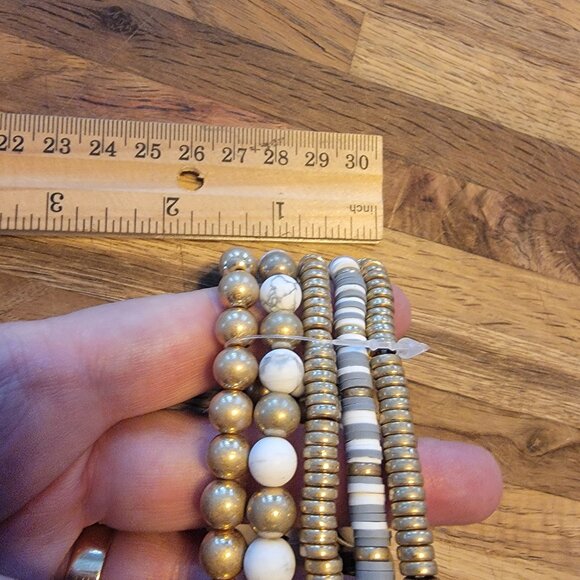 Meghan Browne Style Lana Howlite 5 Strand Boho Stretch Bracelets - Picture 11 of 14